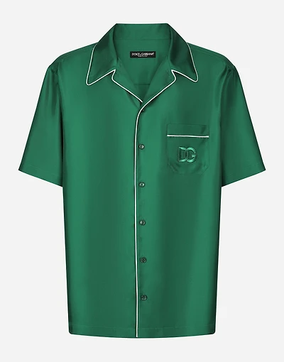 Silk twill shirt with DG embroidery