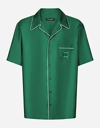 Silk twill shirt with DG embroidery