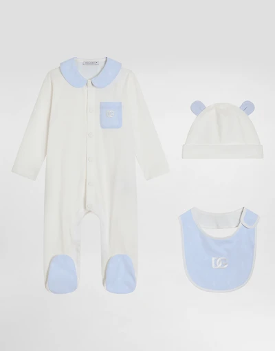 3-piece jersey and jacquard gift set with DG logo polka dots