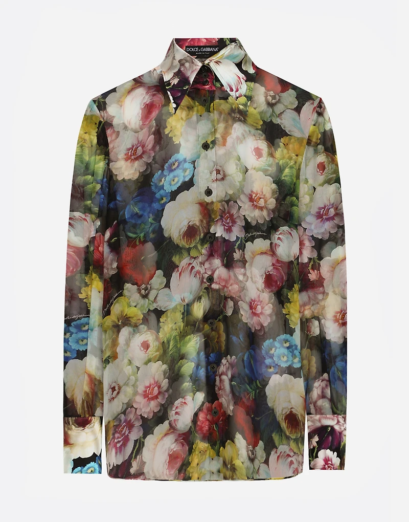 Chiffon shirt with nocturnal flower print