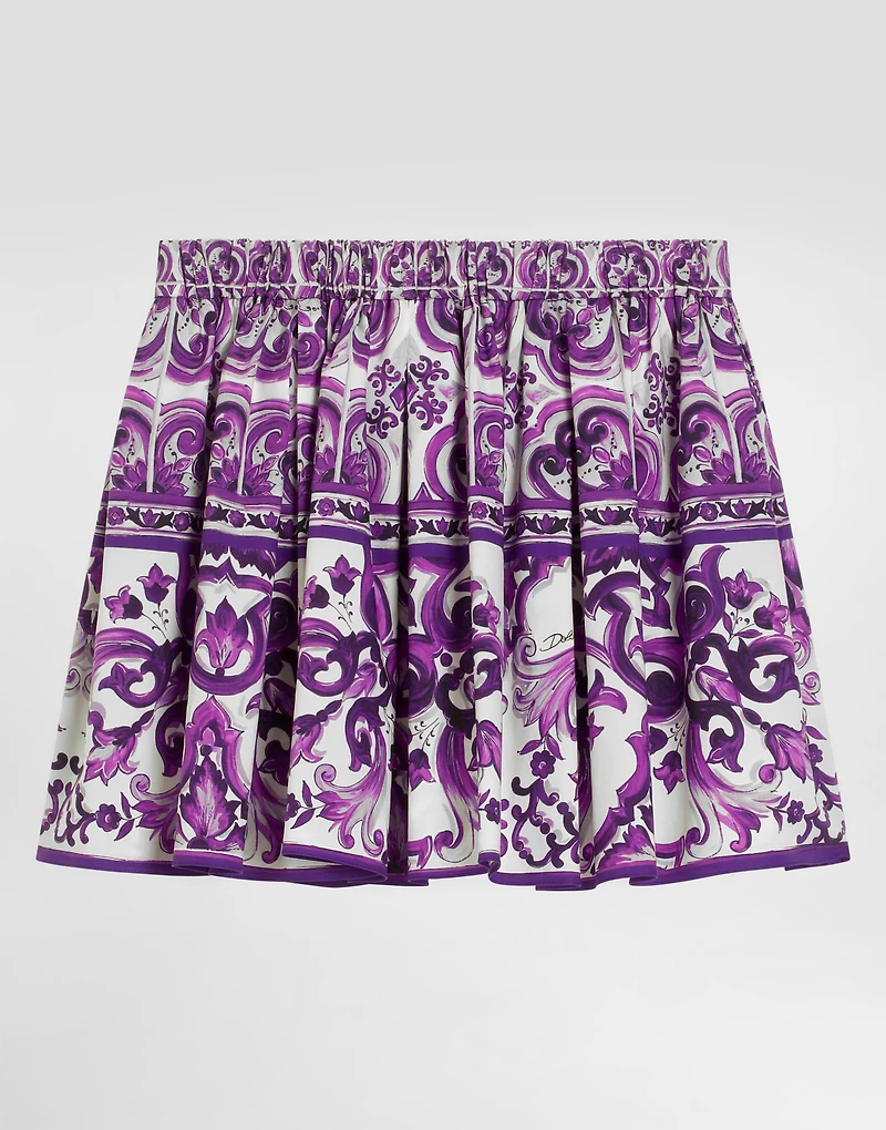 Majolica-print cotton skirt