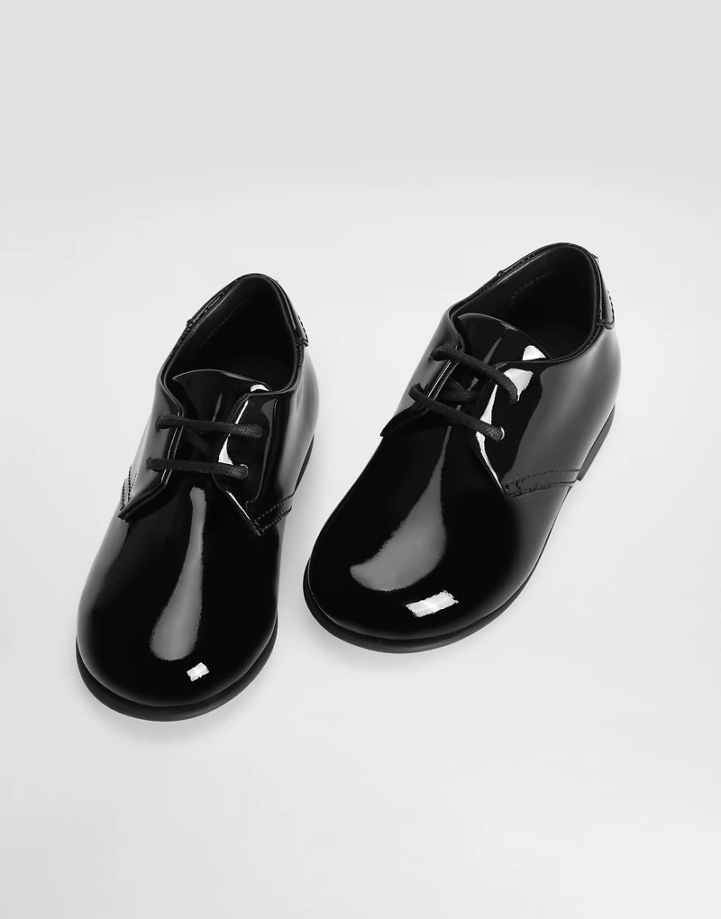 Lace-up shoes patent leather and grosgrain