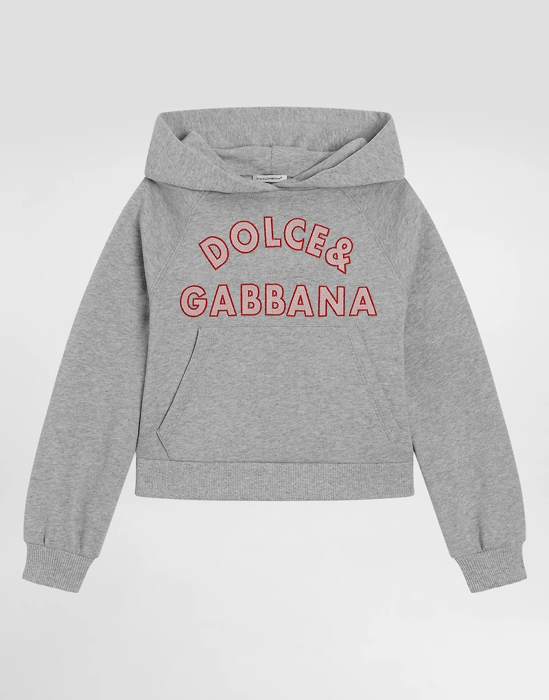 Oversized fleece hoodie with Dolce&Gabbana embroidery