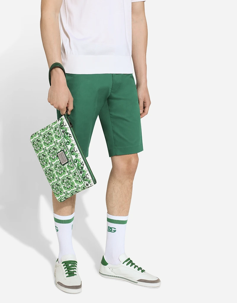 Majolica-print canvas pouch