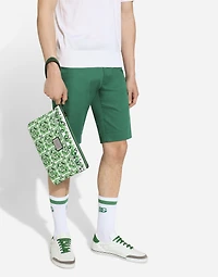 Majolica-print canvas pouch