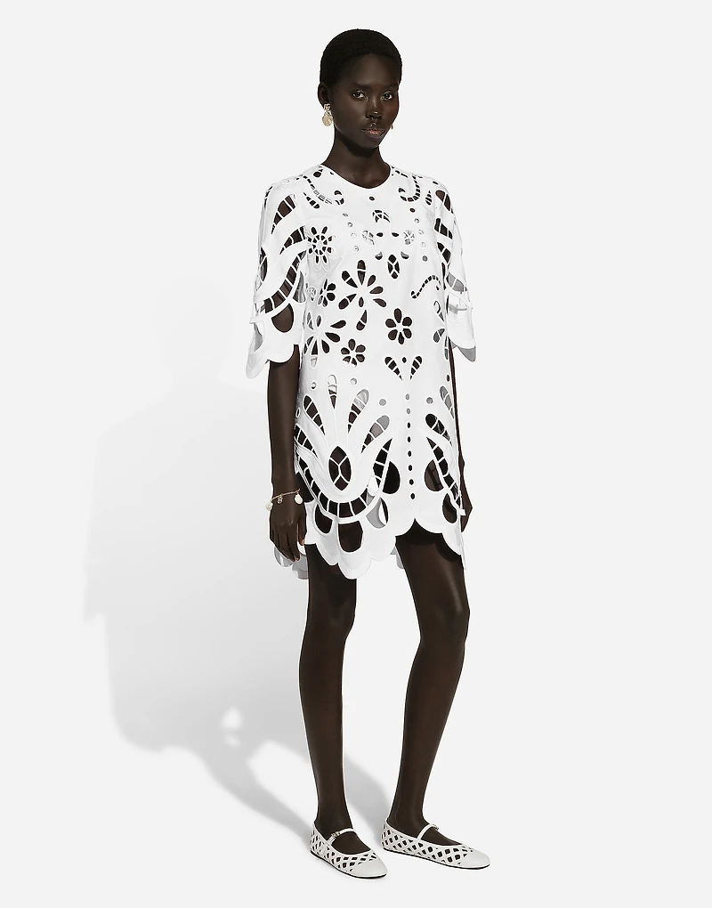 Cotton midi dress with cut-out detailing