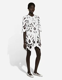 Cotton midi dress with cut-out detailing