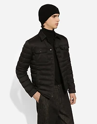 Padded satin jacket with shirt collar