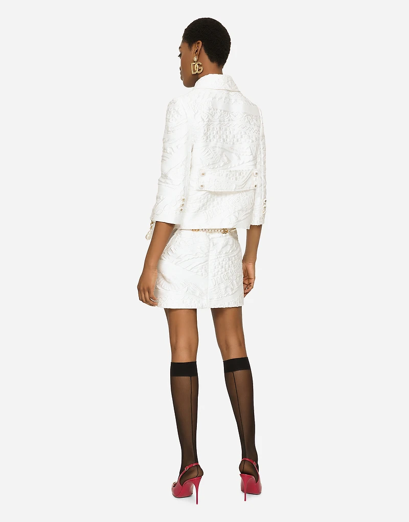 Short brocade skirt with DG logo