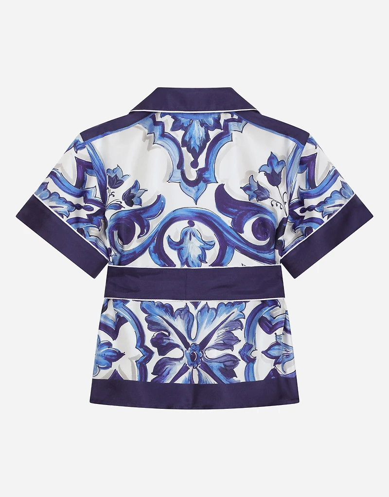 Majolica-print twill shirt