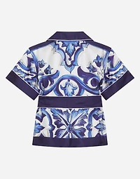 Majolica-print twill shirt