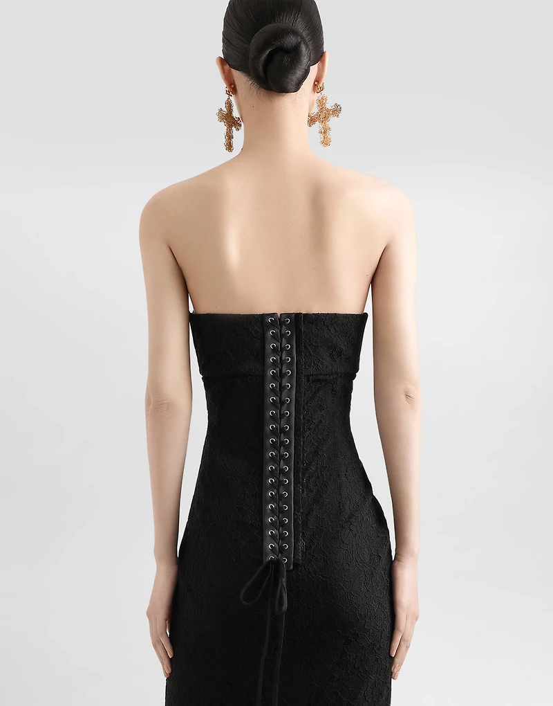 Strapless lace dress with conical cups