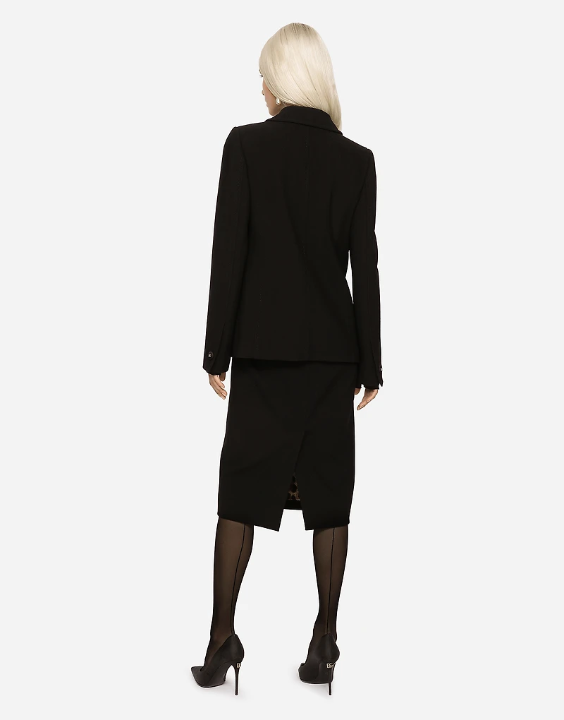 Woolen calf-length skirt