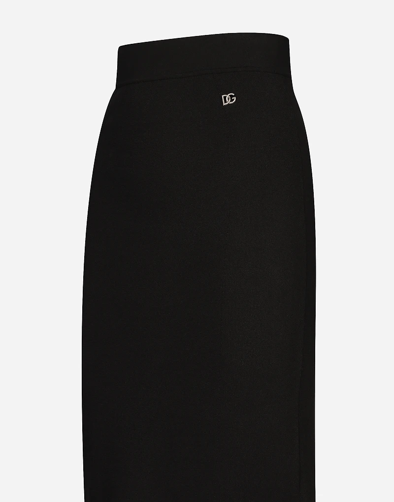 Stretch viscose knit pencil skirt with DG logo