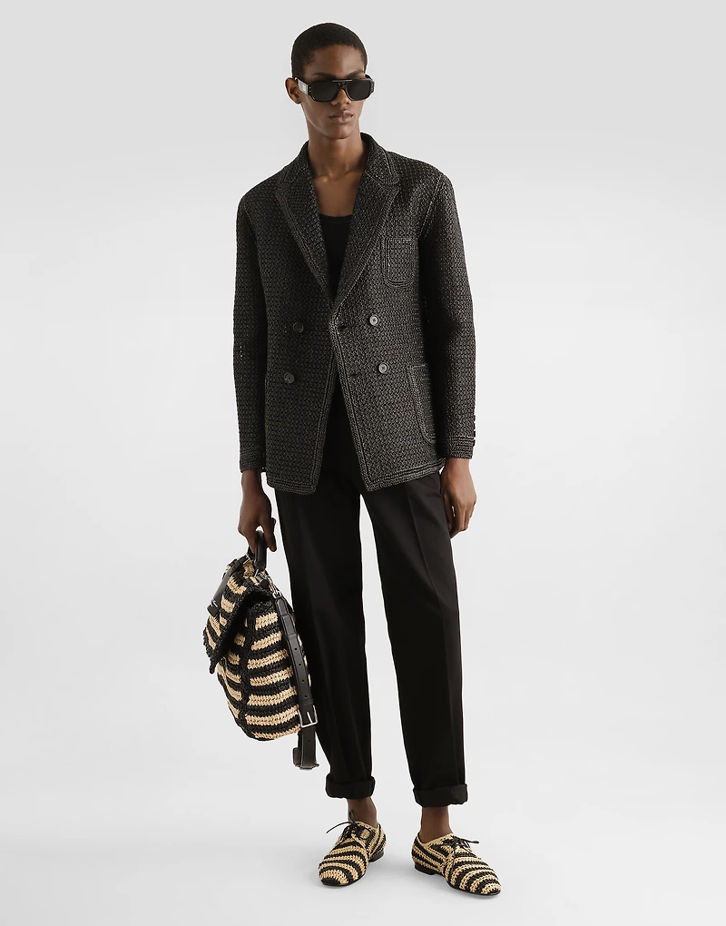 Cotton gabardine pants with double darts