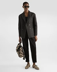 Cotton gabardine pants with double darts