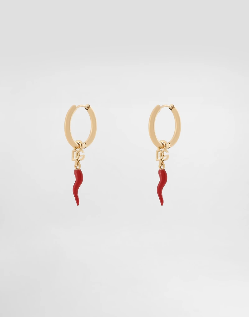 Creole earrings with horn