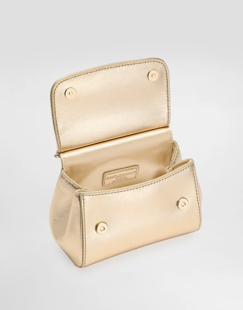 Mini Sicily bag in laminated nappa with rhinestone