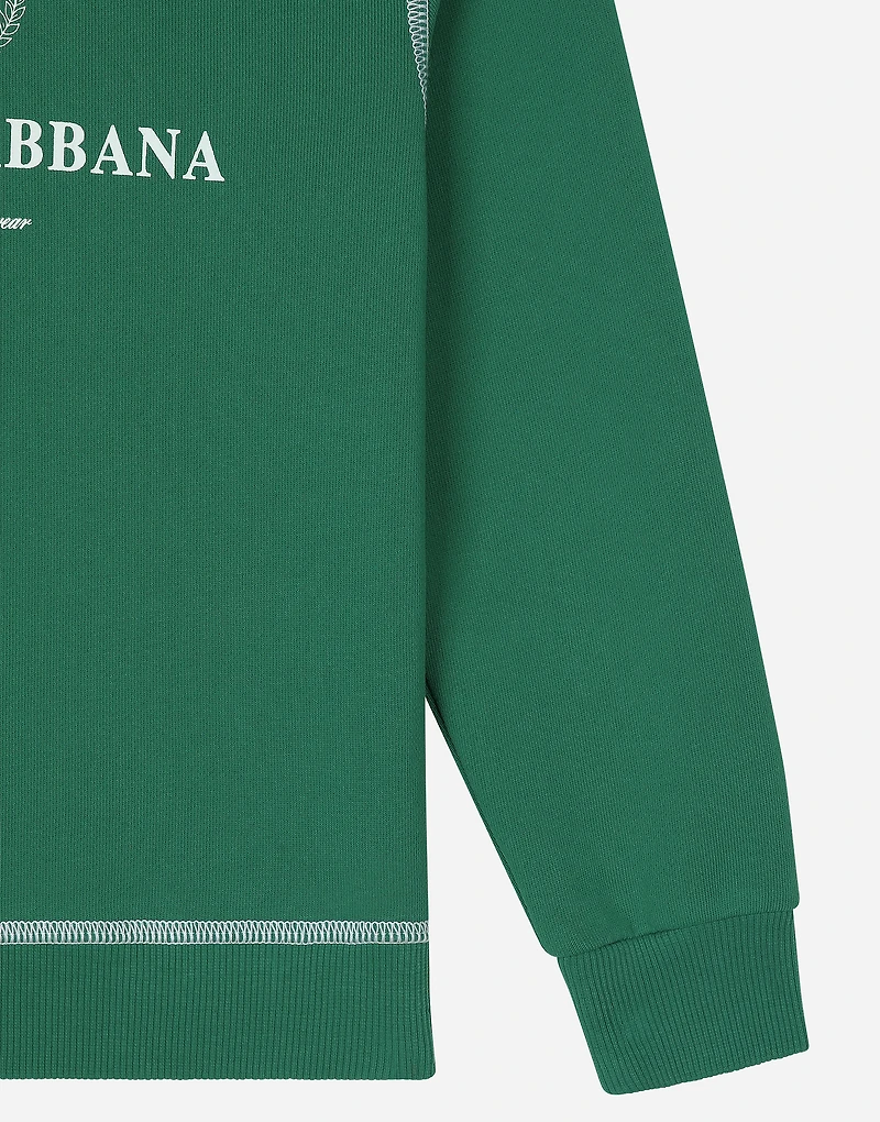 Jersey hoodie with contrasting stitching and Dolce&Gabbana logo