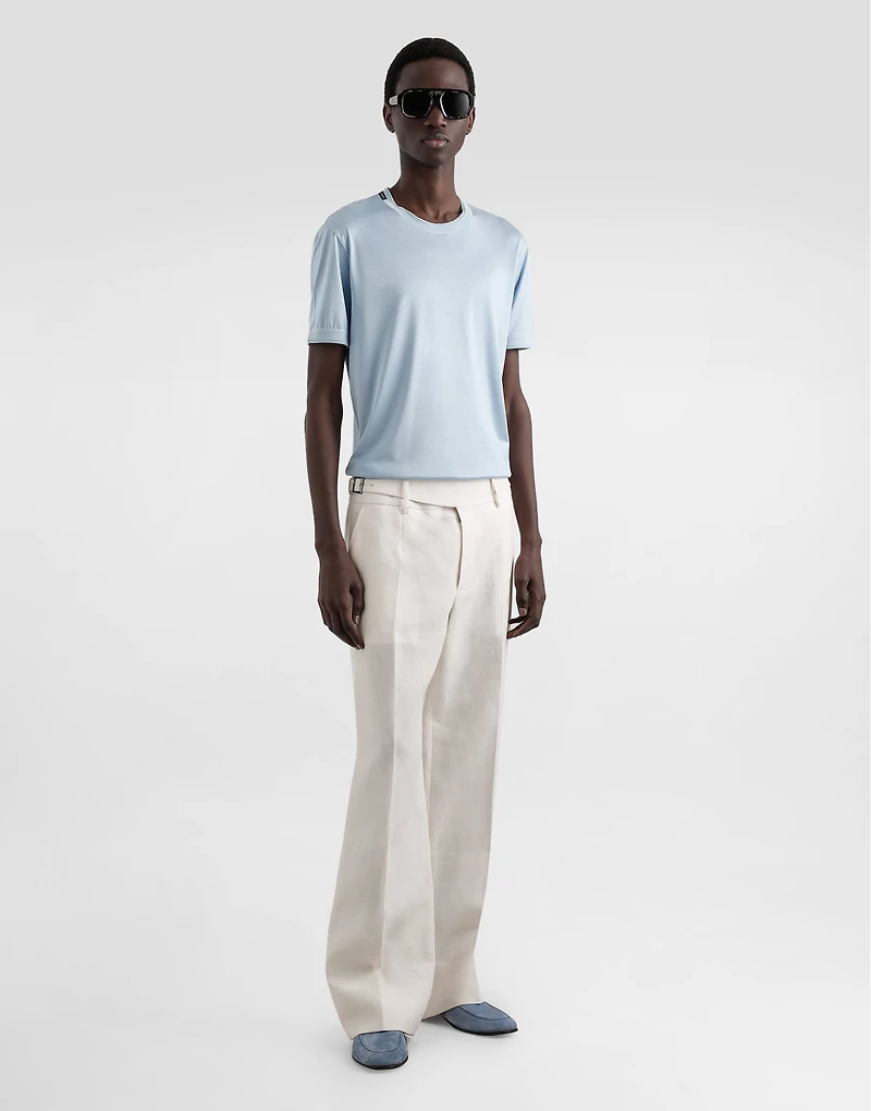 Short-sleeved silk t-shirt