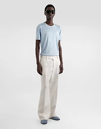 Short-sleeved silk t-shirt