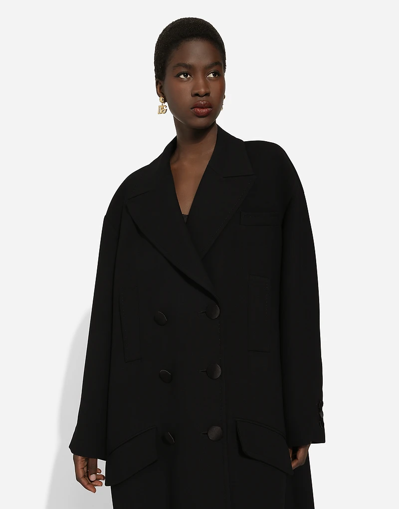 Oversize coat double wool crepe