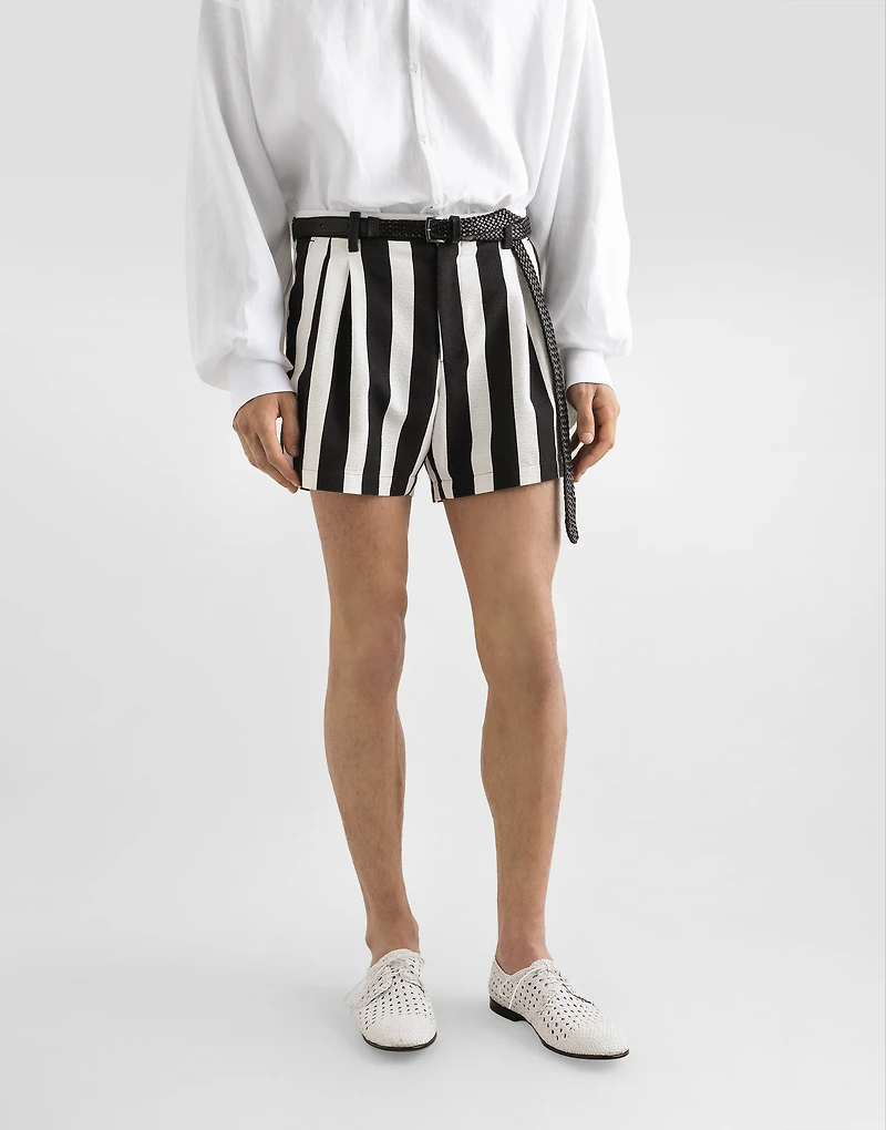 Striped cotton jacquard shorts