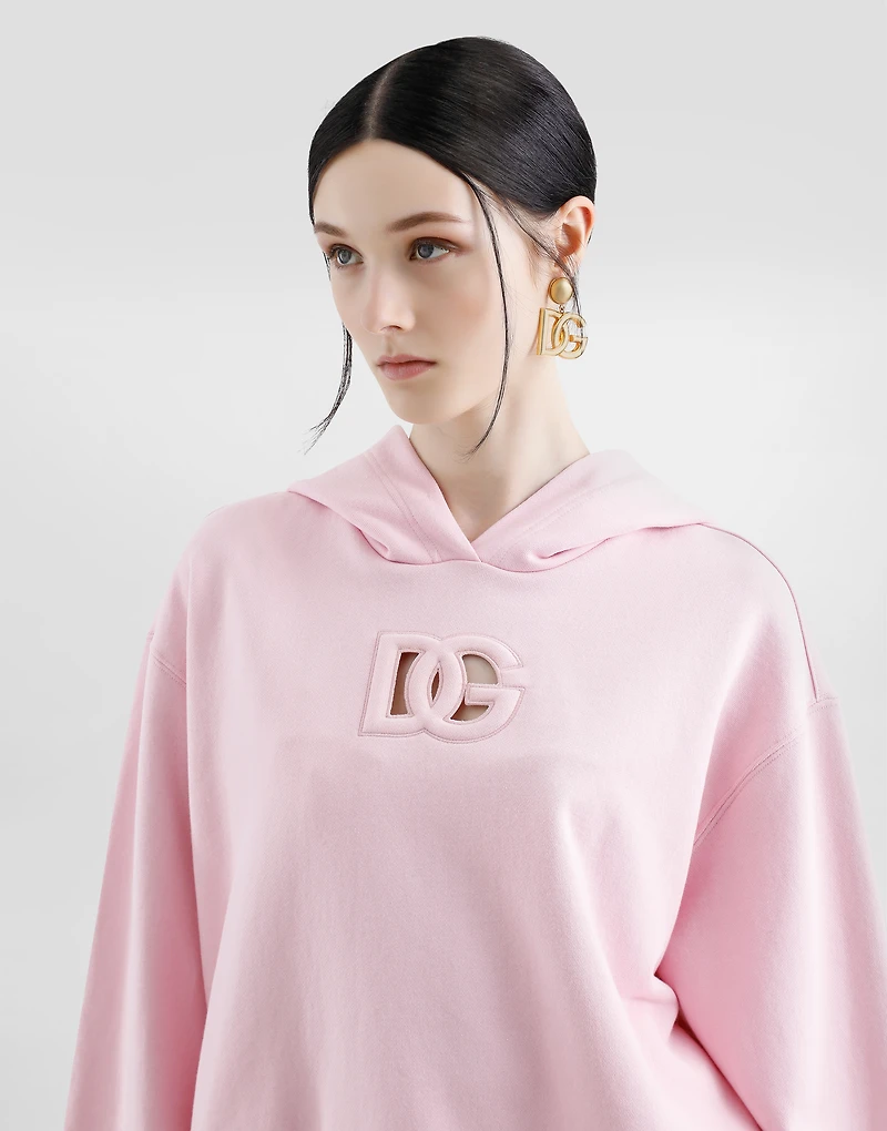Jersey hoodie with raised DG embroidery