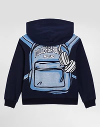 Hooded sweatshirt with DG backpack print