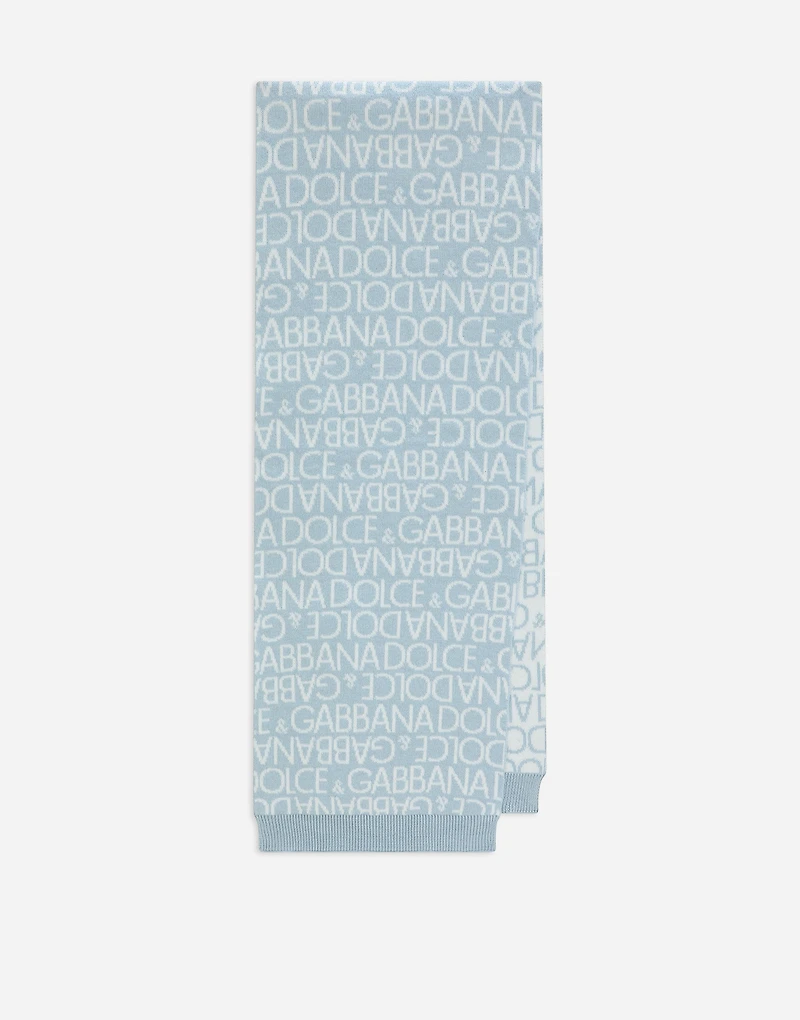 Knit scarf with all-over jacquard logo