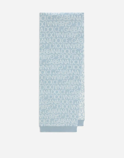 Knit scarf with all-over jacquard logo