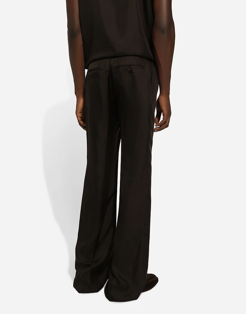 Tailored silk pants with darts