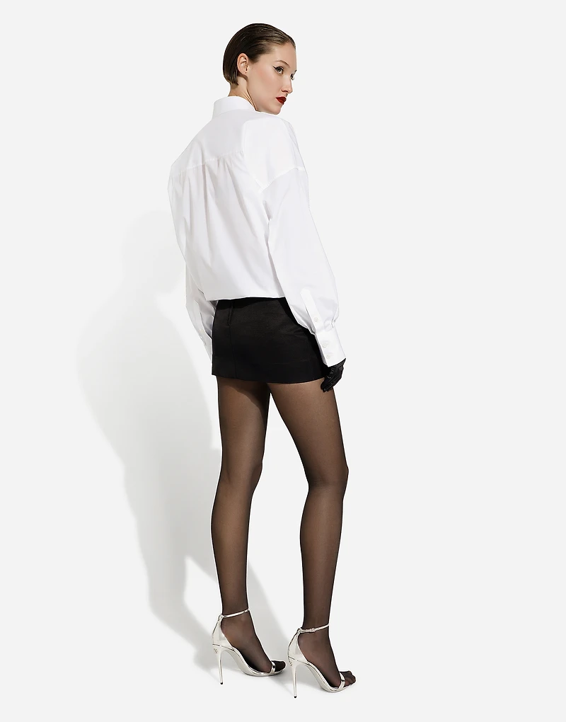 Short Ottoman skirt with floral appliqué