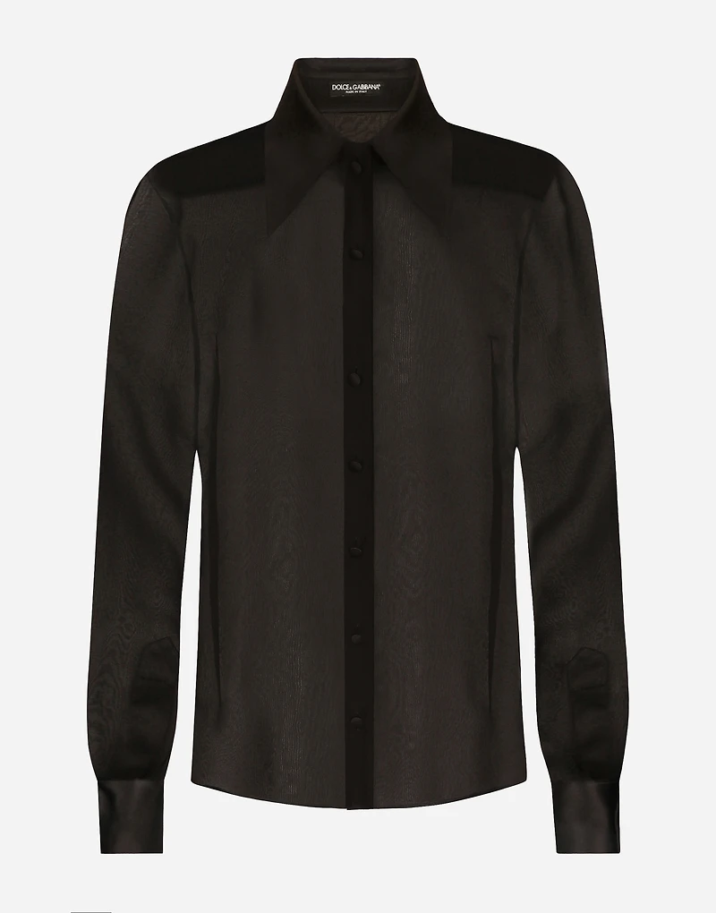 Silk chiffon shirt with satin details