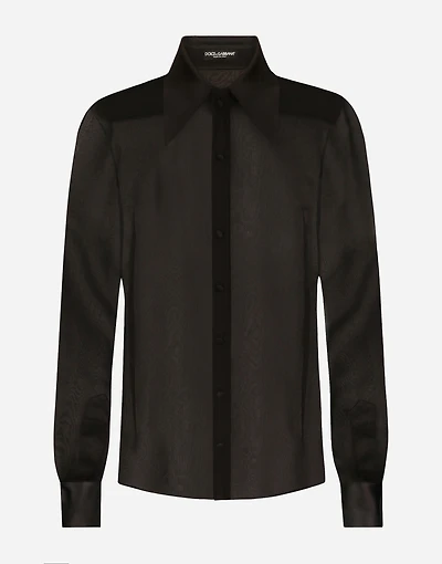 Silk chiffon shirt with satin details