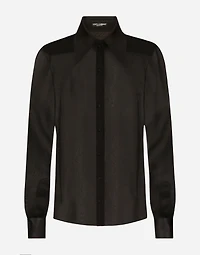 Silk chiffon shirt with satin details