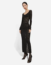 Mesh-stitch sheath dress with jacquard DG logo