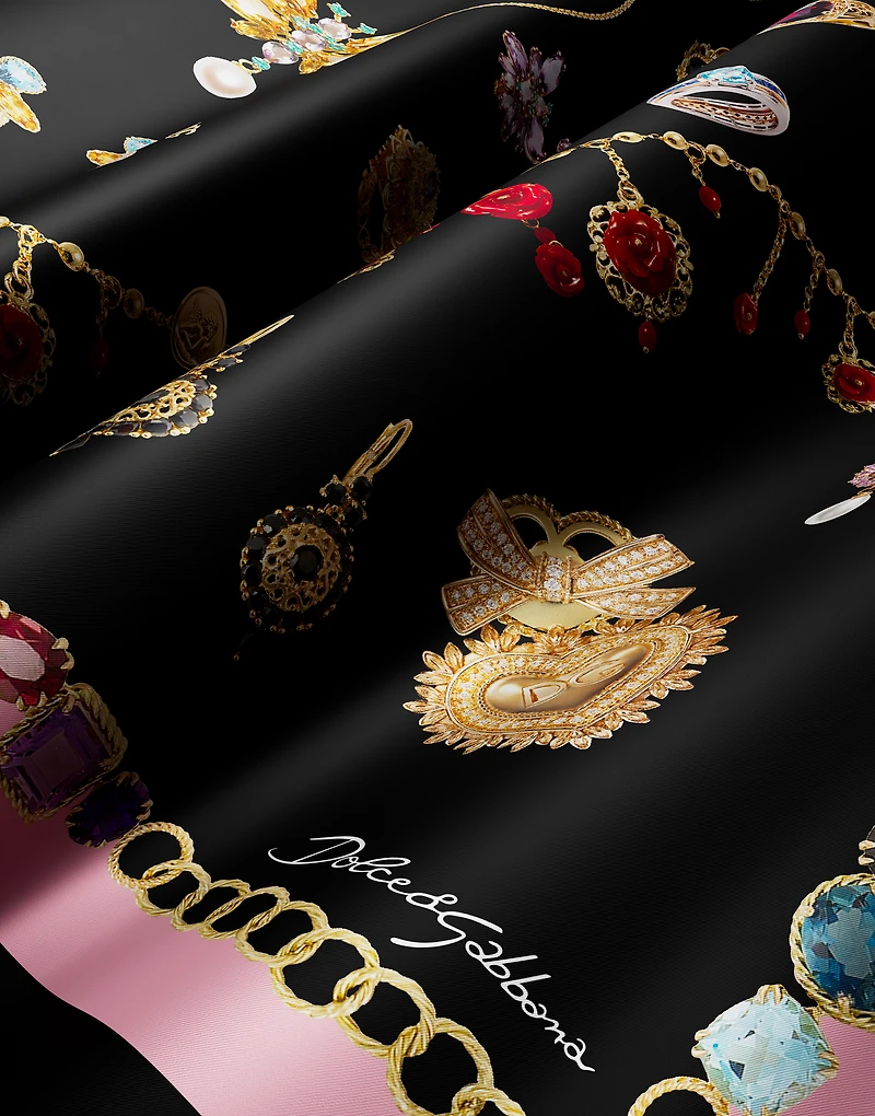 Jewelry-print silk twill foulard (70x70)