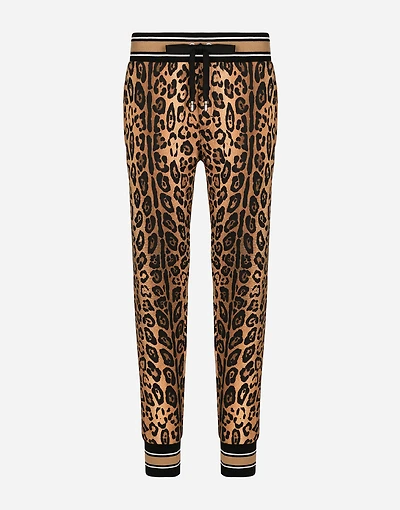 Jogging pants with leopard-print Crespo and tag