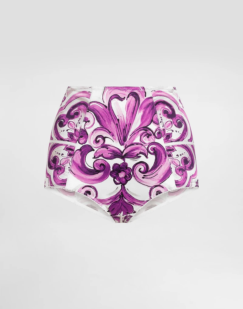 Majolica-print stretch satin briefs