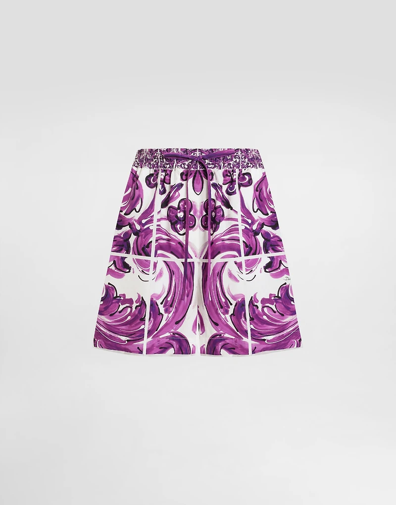 Majolica-print poplin shorts