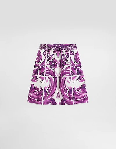 Majolica-print poplin shorts