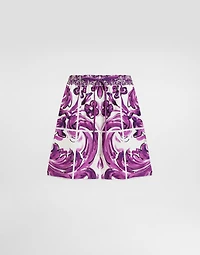 Majolica-print poplin shorts