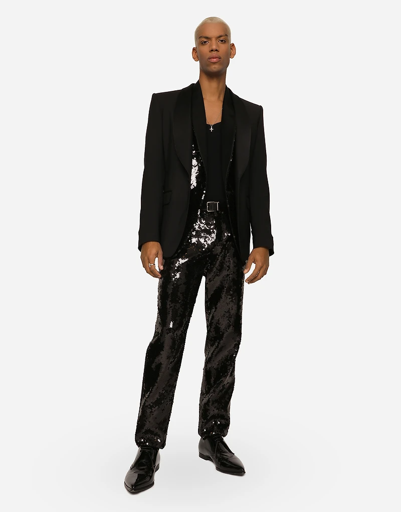 Single-breasted stretch wool Sicilia-fit tuxedo jacket