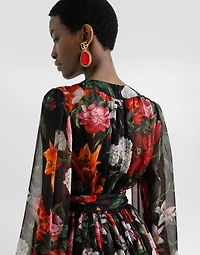 Flower-print chiffon dress