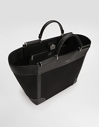 Calfskin and panama bag