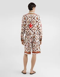 Shell-print cotton poplin martini shirt