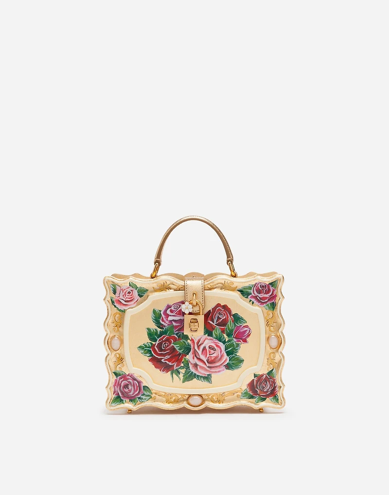 Dolce Box bag in golden hand-painted wood