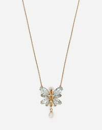 Butterfly Necklace 18-carat yellow gold and aquamarine