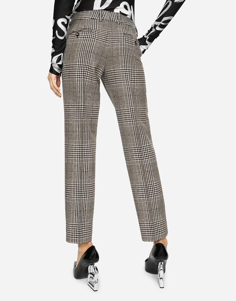 Low-rise glen plaid pants